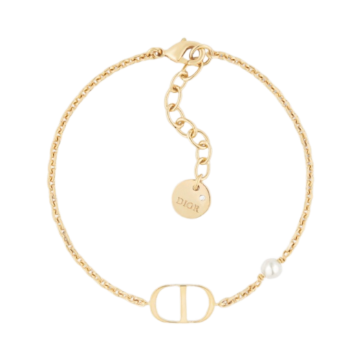 B1310PTCRS-D301 (W) Dior Petit CD Bracelet Gold Finish Metal & White Resin Pearl