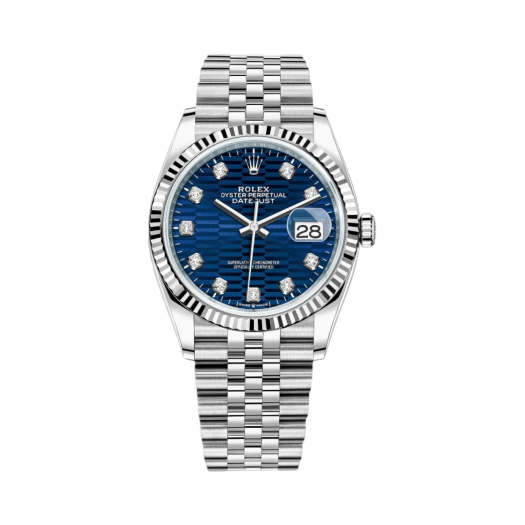 Rolex Datejust 36mm 126234 Fluted Motif Bright Blue Diamond-Set Jubilee
