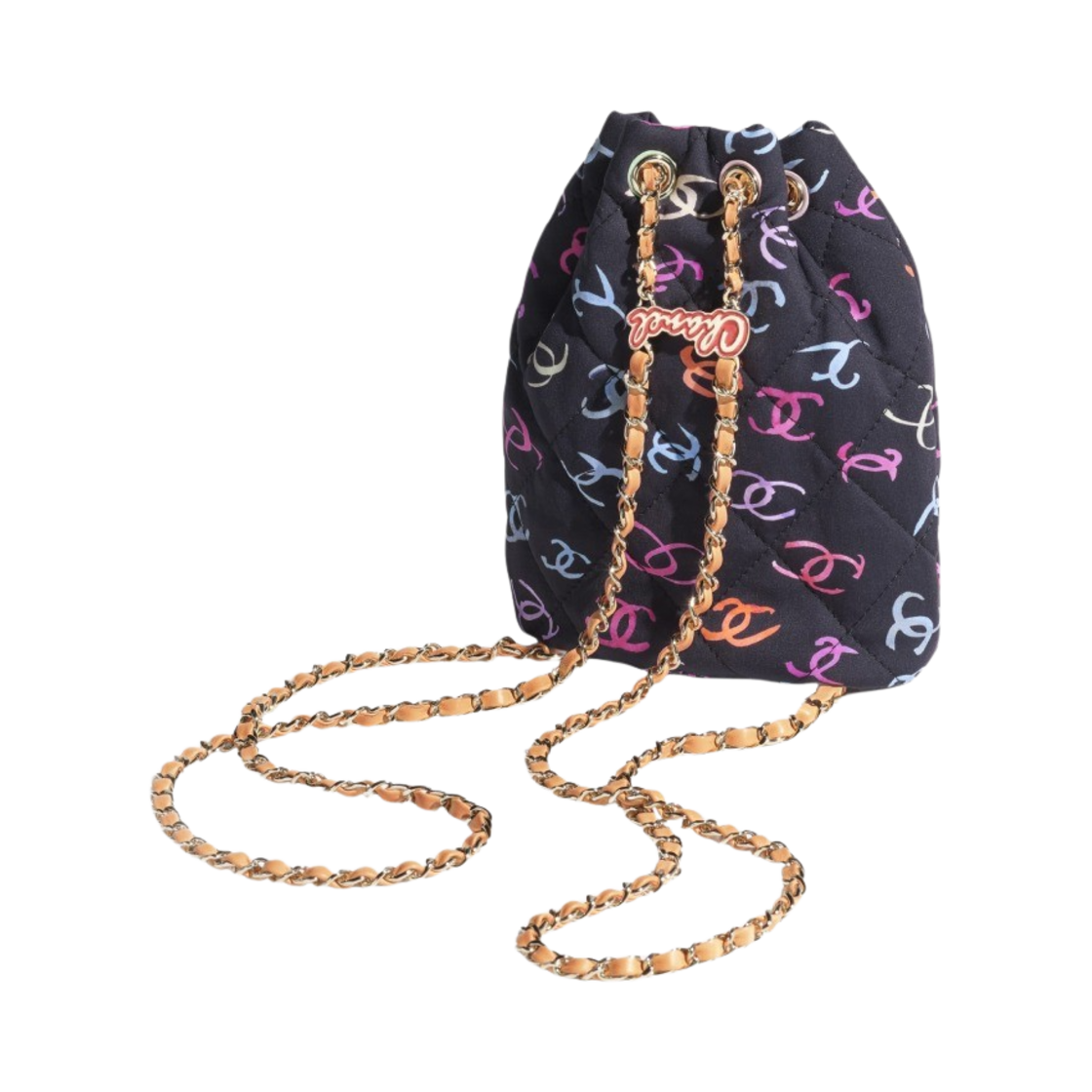 샤넬 백팩 프린티드 패브릭 & 골드 메탈 블랙 멀티컬러(Chanel Backpack Printed Fabric & Gold Black Multicolor) - 2