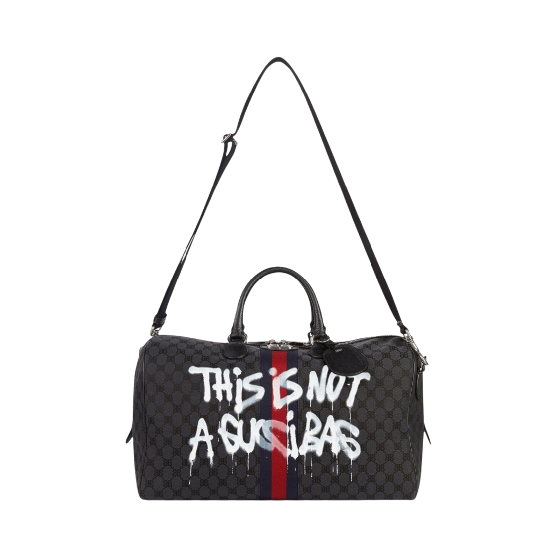 발렌시아가 x 구찌 해커 프로젝트 그래피티 미디움 더플백 블랙 캔버스 자카드(Balenciaga x Gucci The Hacker Project Graffiti Medium Duffle Bag Black Canvas Jacquard) - 3