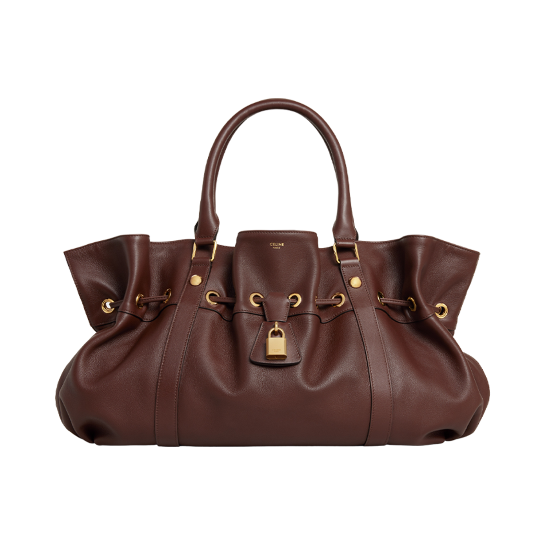 114393FC5-18CH Celine Medium Celine Abbey Bag in Supple Calfskin Chestnut
