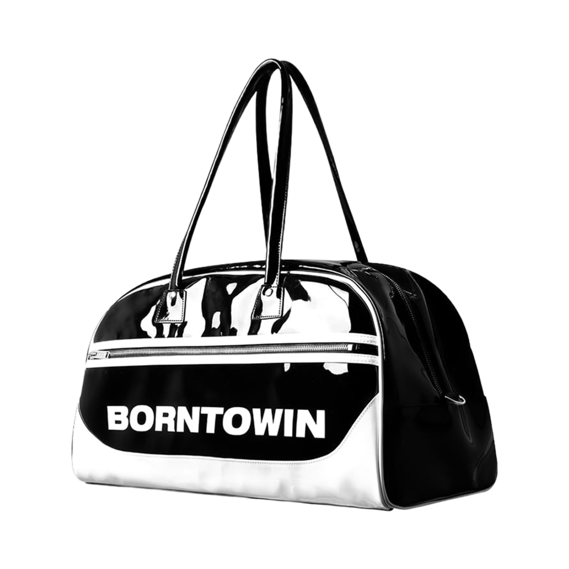 BF5UBA436BK_ BORN TO WIN Enamel Shoulder Bag Black