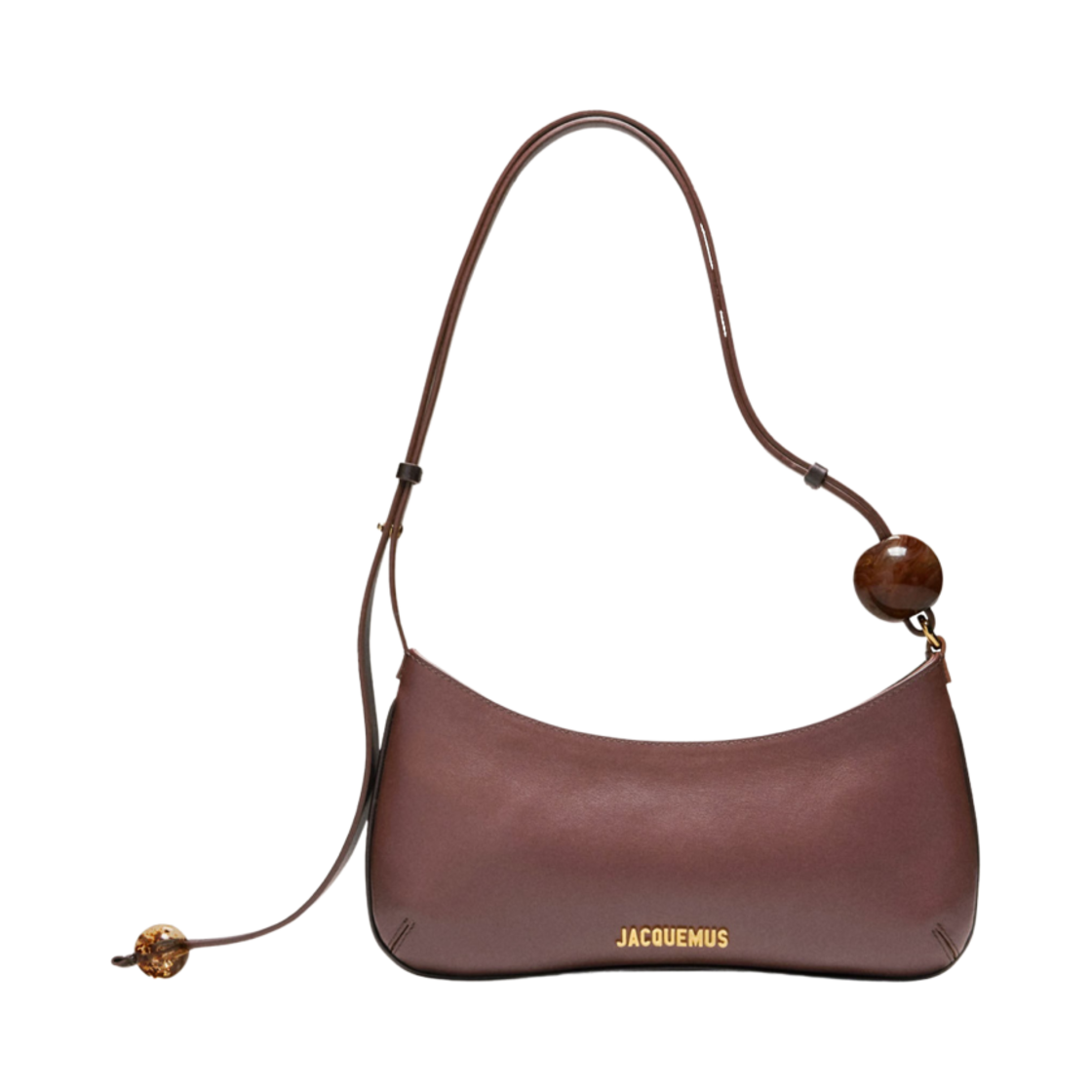 231BA057-3000-855 Jacquemus Le Bisou Perle Beaded Shoulder Bag Medium Brown