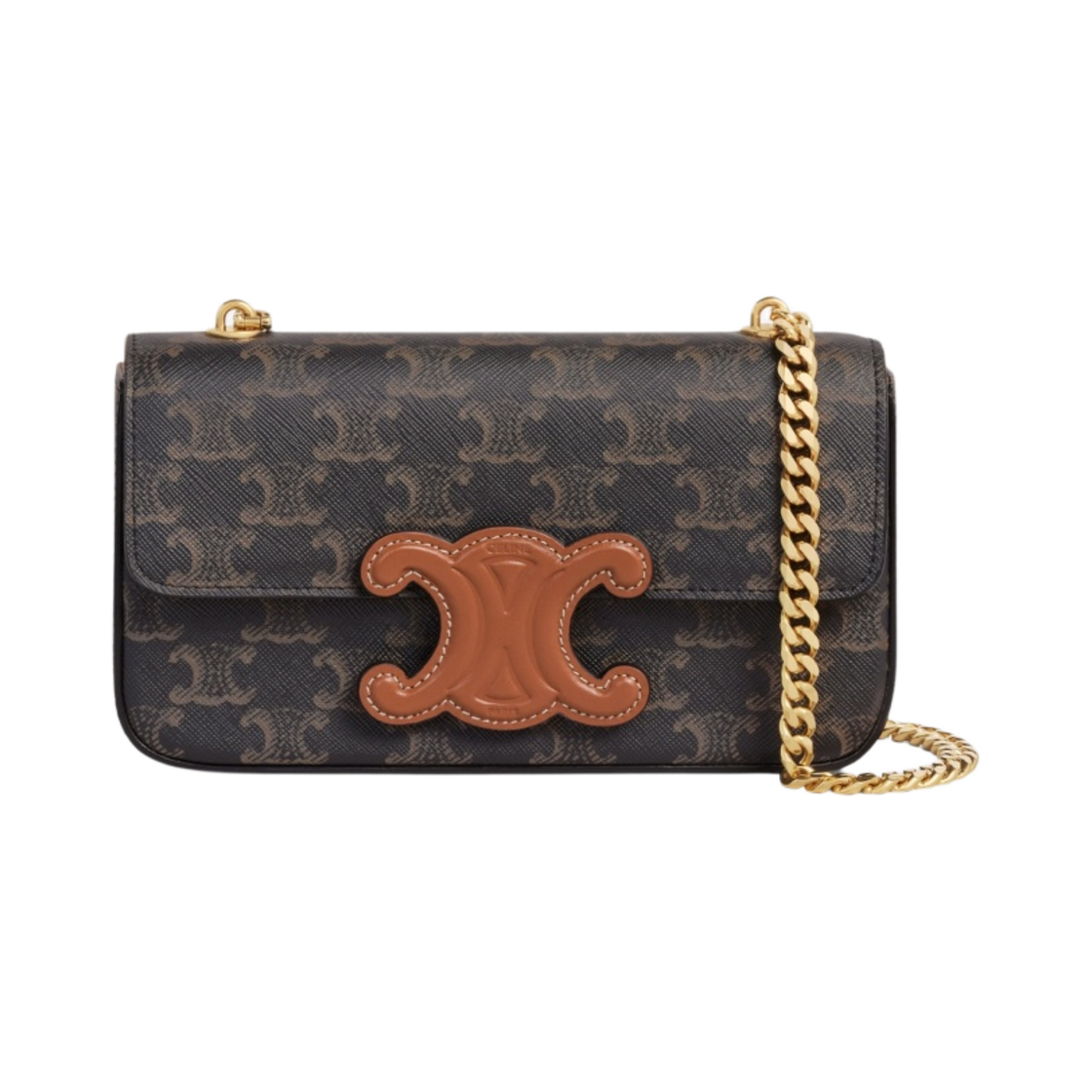 셀린느 트리옹프 캔버스 & 카프스킨 체인 숄더백 트리옹프 탄(Celine Chain Shoulder Bag Cuir Triomphe in Triomphe Canvas and Calfskin Tan) - 1