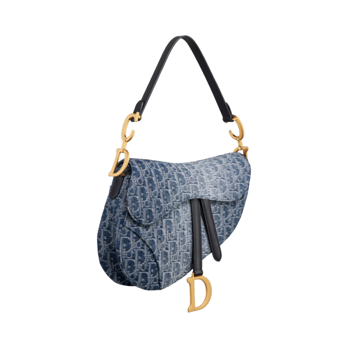 디올 새들 스트랩 백 데님 오블리크 자카드 블루(Dior Saddle Bag with Strap Denim Oblique Jacquard Blue) - 2