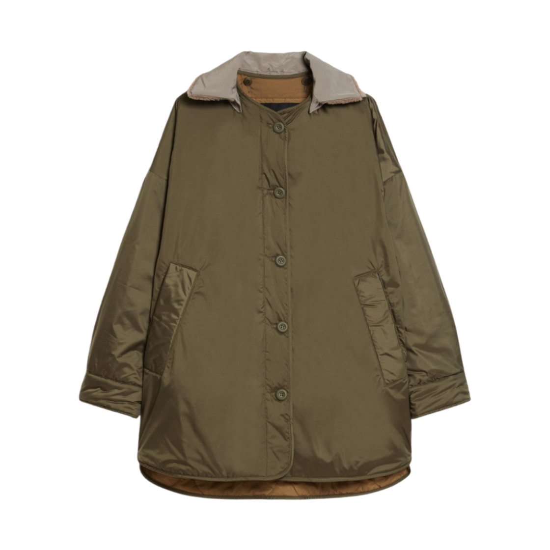 (W) 위켄드 막스마라 드라바 워터 리펠런트 리버시블 패디드 코트 카키((W) Weekend Max Mara Drava Water-Repellent Reversible Padded Coat Khaki)