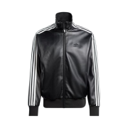 Adidas Faux Leather Adicolor 3S Loose Firebird Tracksuit Jacket Black - KR Sizing