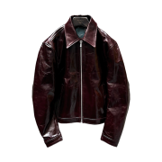 Undermycar 25SS Cordovan Effect Crop Easy Rider Jacket Red