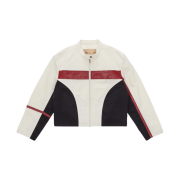 Matin Kim Faux Leather Racing Jacket Ivory