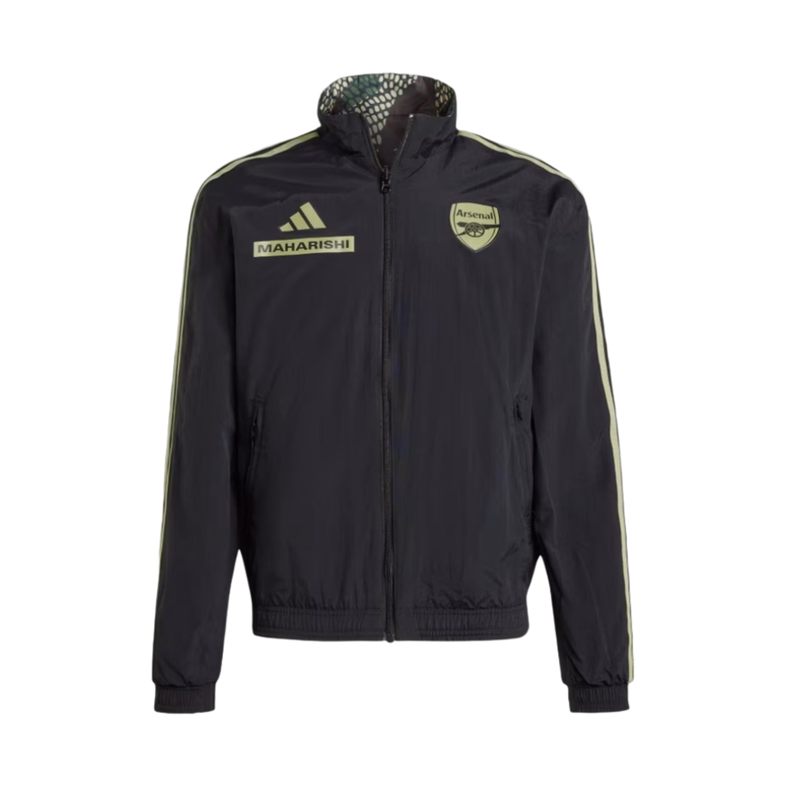 아디다스 x 아스널 x 마하리시 앤섬 자켓 블랙 텐트 그린 - US 사이즈(Adidas x Arsenal x Maharishi Anthem Jacket Black Tent Green - US Sizing)