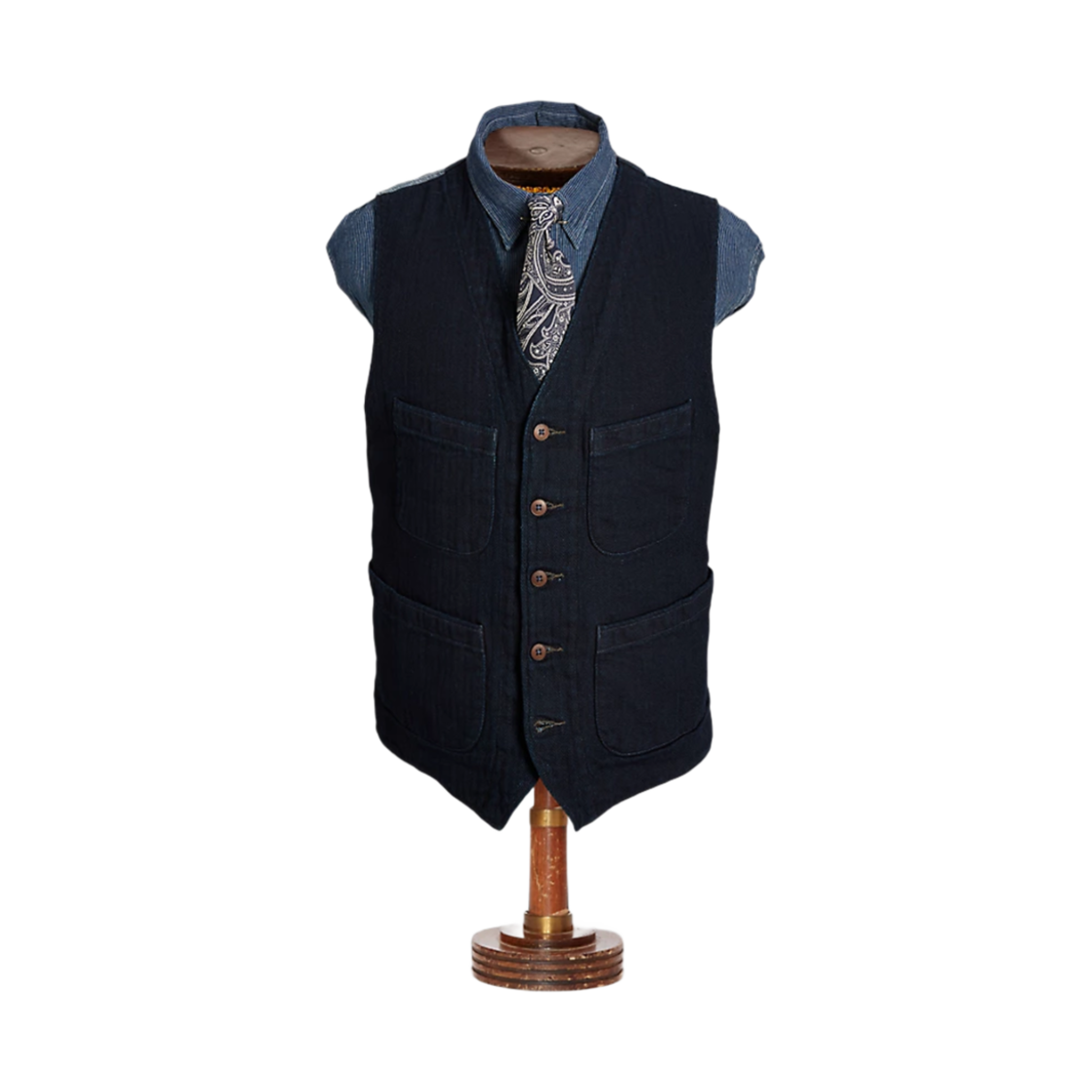 더블알엘 인디고 헤링본 베스트 딥 네이비(Double RL Indigo Herringbone Vest Deep Navy)