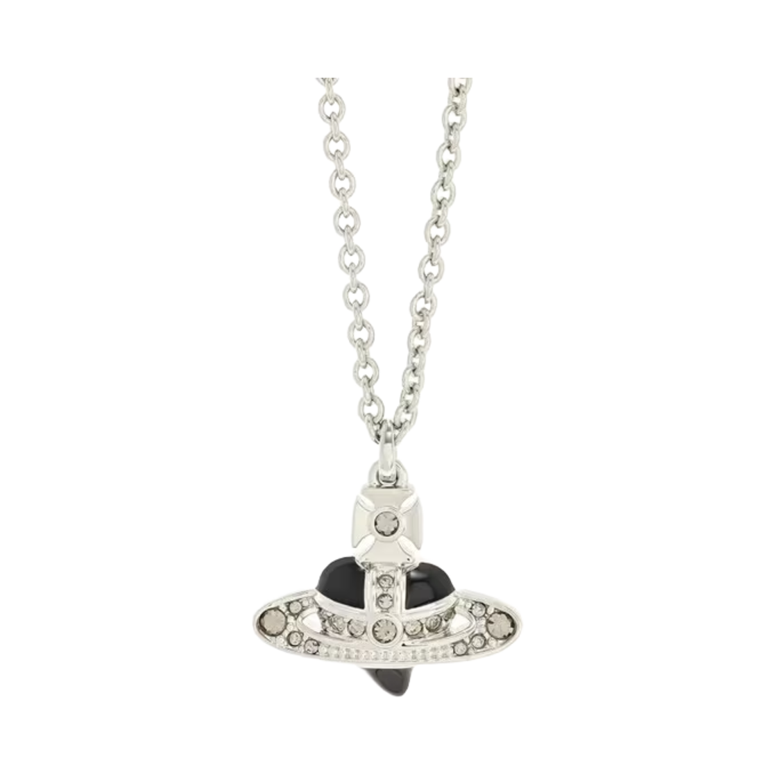 630203BV-02P136 Vivienne Westwood Man. Diamante Pendant Necklace Platinum Black Diamond