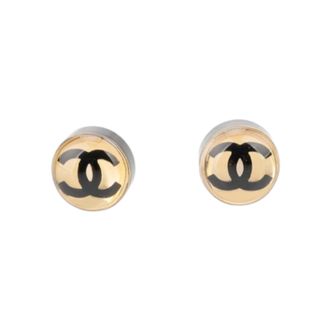 (W) 샤넬 이어링 메탈 레진 & 골드 블랙((W) Chanel Earrings Metal Resin & Gold Black) - 1