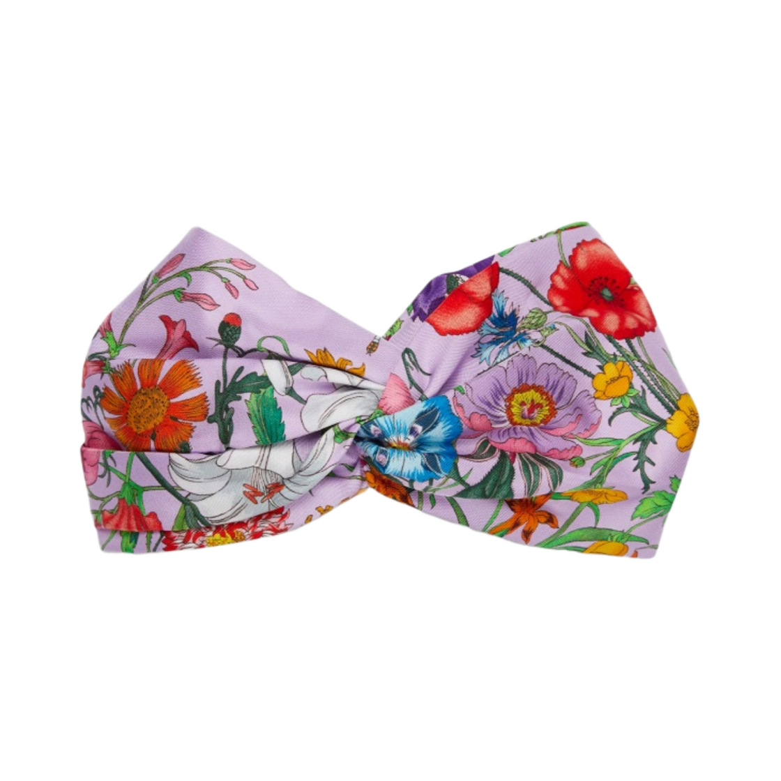 (W) 구찌 플로라 프린트 실크 헤드밴드 퍼플 멀티컬러((W) Gucci Flora Print Silk Headband Purple Multicolour) - 1