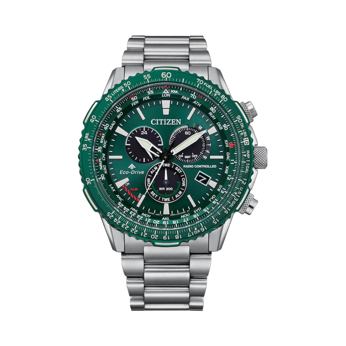 시티즌 프로마스터 월드 타이머 45.9mm 스테인레스 스틸 그린 실버(Citizen Promaster World Timer 45.9mm Stainless Steel Green Silver) - 1