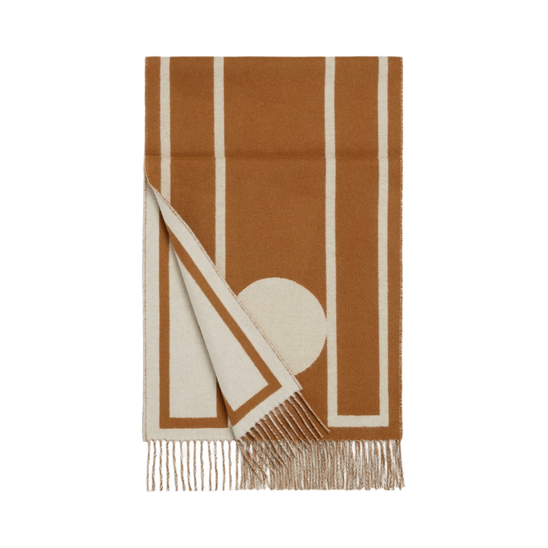 H259105S07 Hermes Casaque Pile Ou Face Muffler Vigogne Ivoire