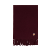 Maison Kitsune Small Fox Head Wool Muffler Wine Lees