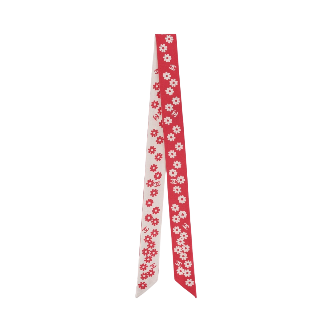 (W) 샤넬 헤어밴드 실크 트윌 & 코랄 에크루((W) Chanel Slim Bandeau Silk Twill & Coral Ecru) - 1