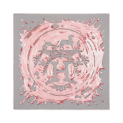 (W) Hermes Gavroche Peinture Fraiche Scarf 45 Gris Acier Vieux Rose