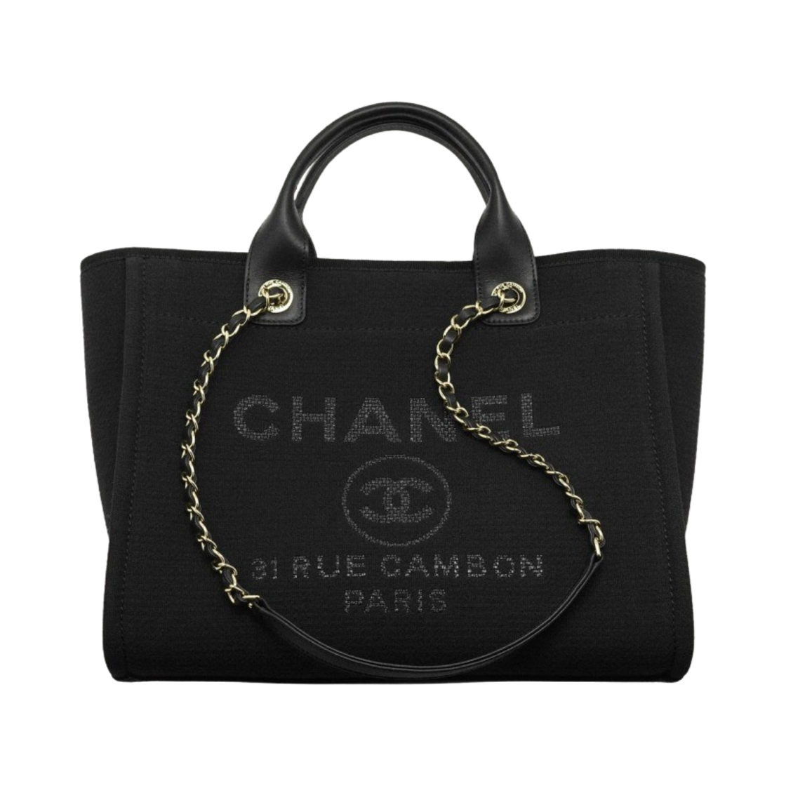 샤넬 쇼핑백 믹스드 파이버 카프스킨 & 골드 메탈 블랙(Chanel Shopping Bag Mixed Fibers Calfskin & Gold Black) - 1