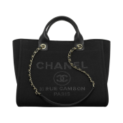 Chanel Shopping Bag Mixed Fibers Calfskin & Gold Black