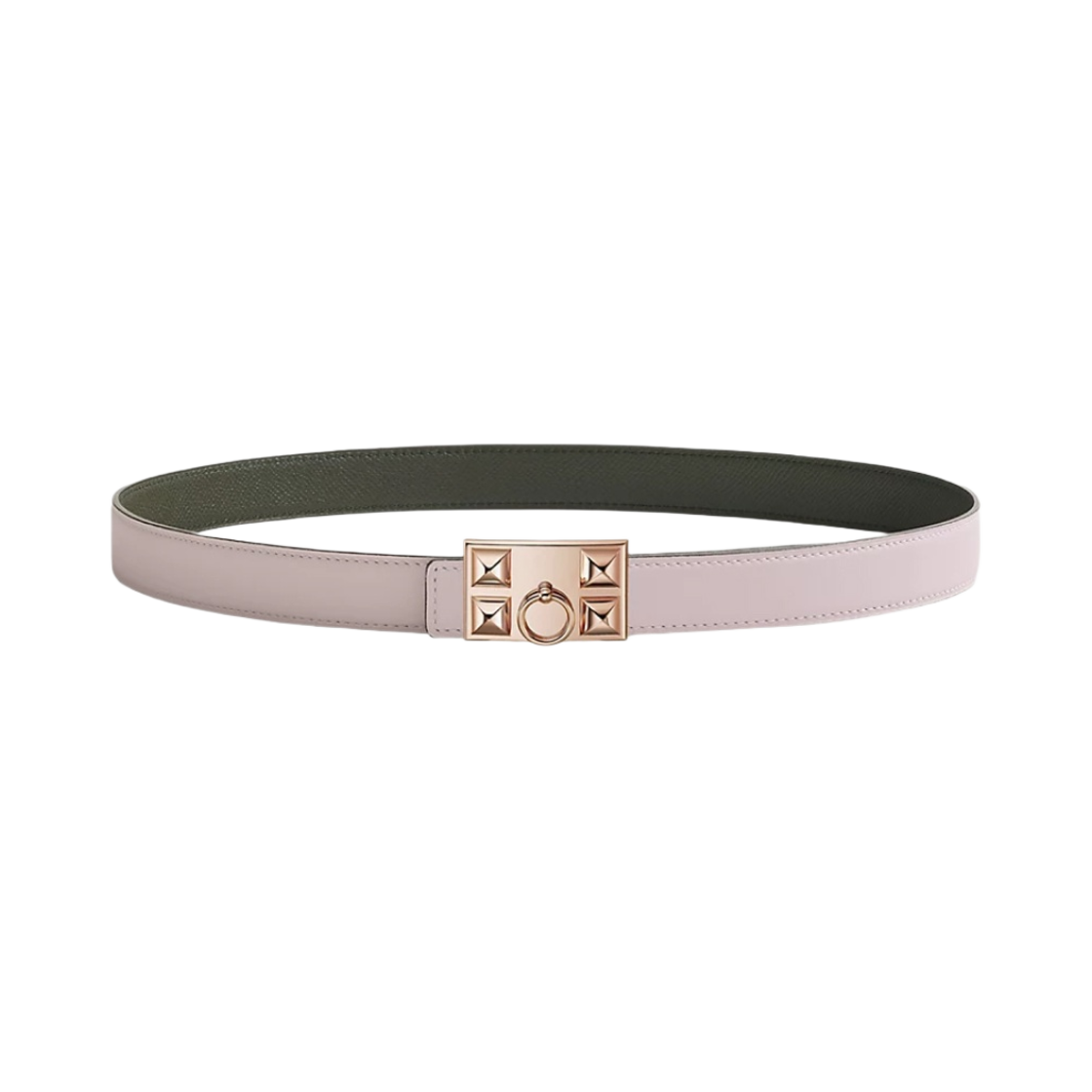 (W) 에르메스 꼴리에 드 샹 벨트 버클 & 리버서블 가죽 스트랩 24mm & 핑크 골드 모브 빨 베르 드 그리((W) Hermes Collier De Chien Belt Buckle & Reversible Leather Strap 24mm & Pink Gold Mauve Pale Vert De Gris) - 1