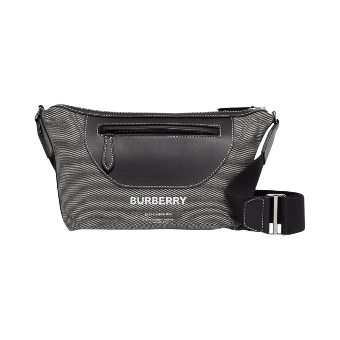 버버리 홀스페리 프린트 캔버스 레더 크로스바디백 블랙 그레이(Burberry Horseferry Print Canvas and Leather Corssbody Bag Black Grey) - 1