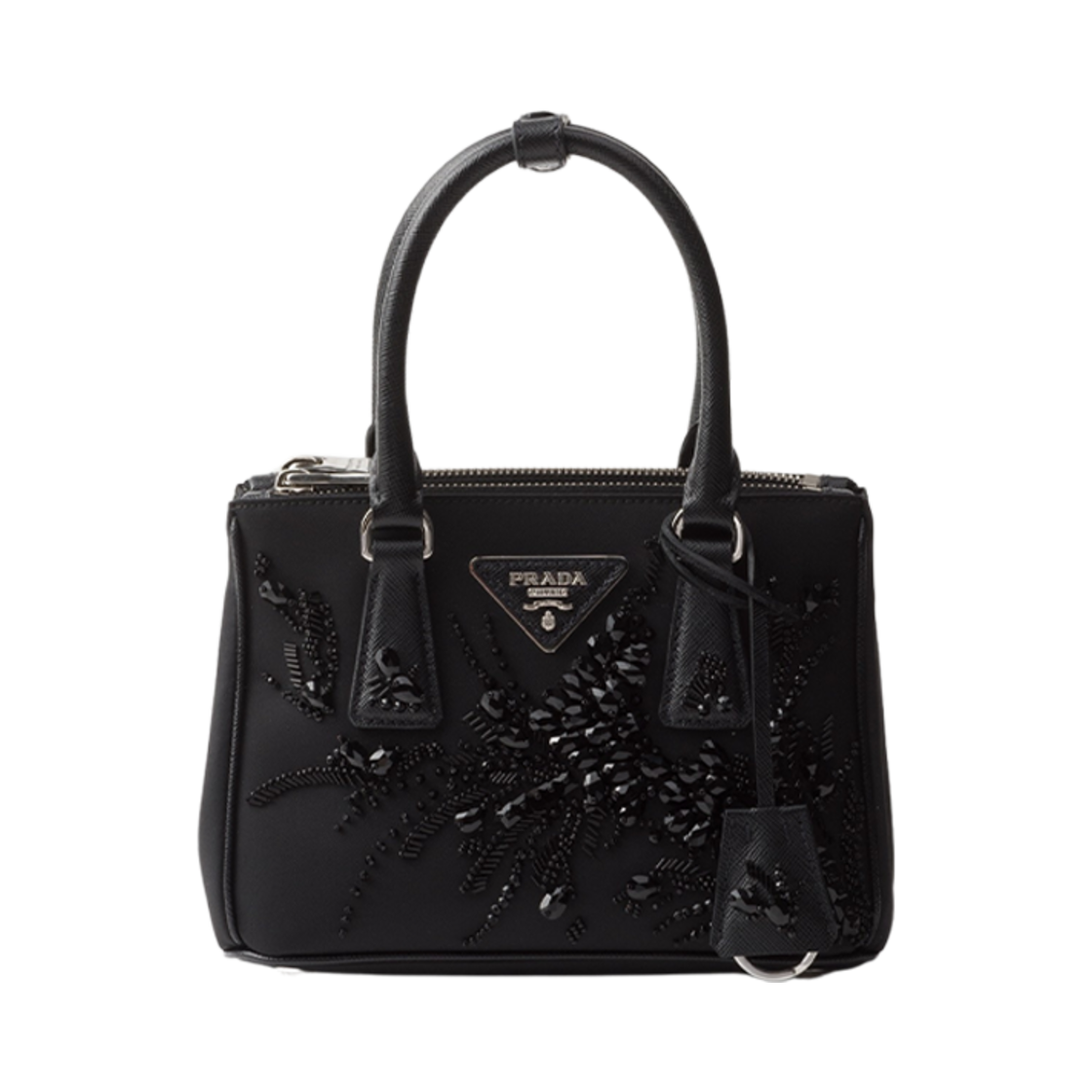 프라다 갤러리아 자수 리나일론 앤 사피아노 미니 백 블랙(Prada Galleria Embroidered Re-Nylon and Saffiano Mini-Bag Black) - 1
