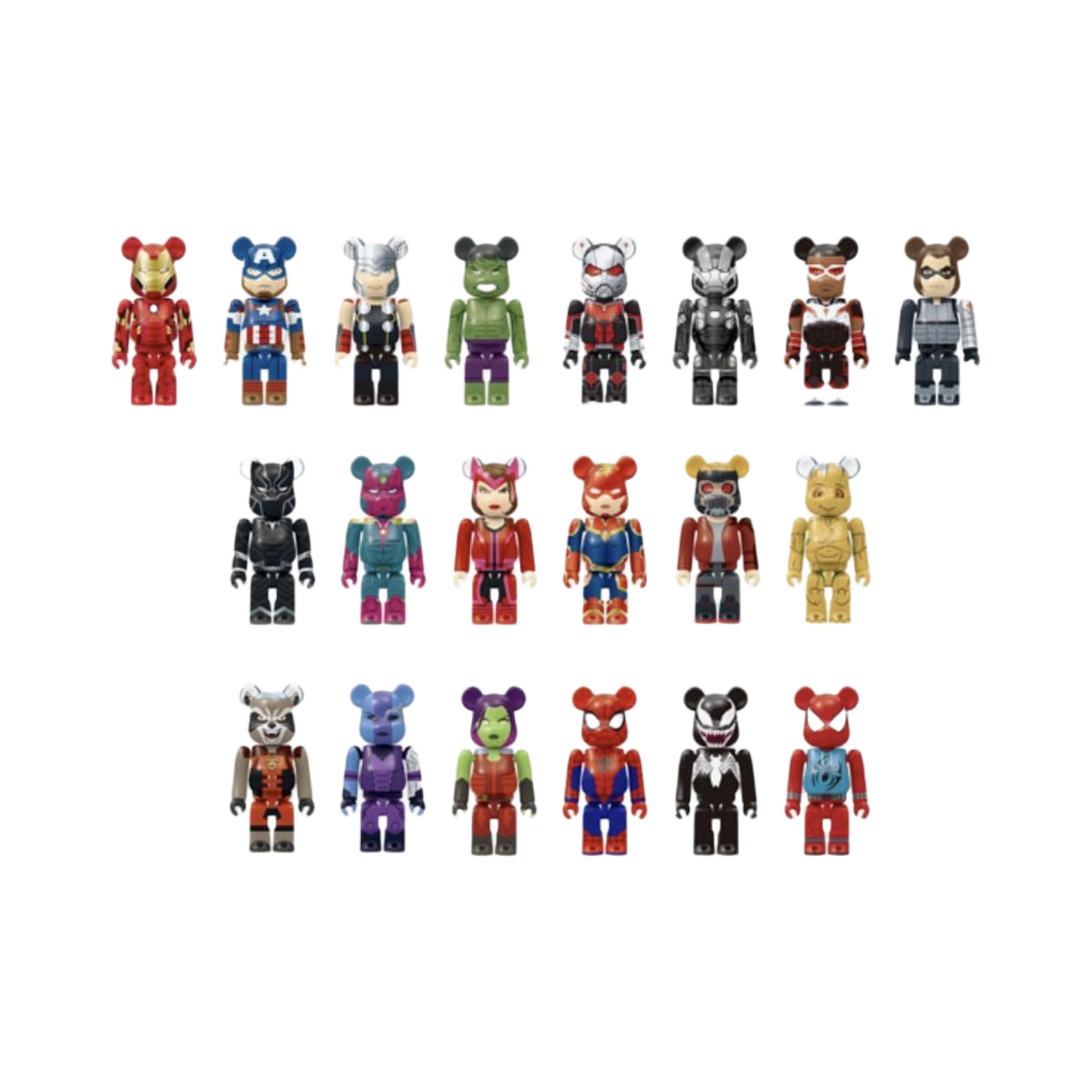 베어브릭 해피 쿠지 마블 세트 20팩 100%(Bearbrick Happy Kuji Marvel Set 20 Pack 100%)