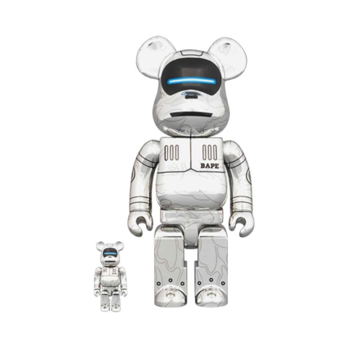 베어브릭 x 베이프 x 하지메 소라야마 베이비 마일로 100% & 400% 세트 실버(Bearbrick x BAPE x Hajime Sorayama Baby Milo 100% & 400% Set Silver) - 1