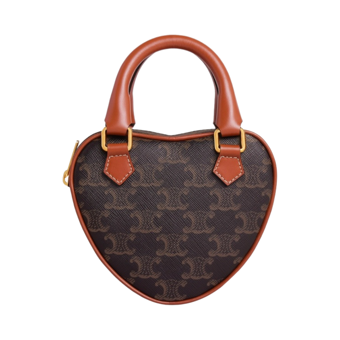 셀린느 트리옹프 캔버스 & 카프스킨 미디움 하트 탄