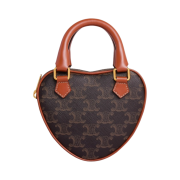 Celine Medium Heart in Triomphe Canvas and Calfskin Tan