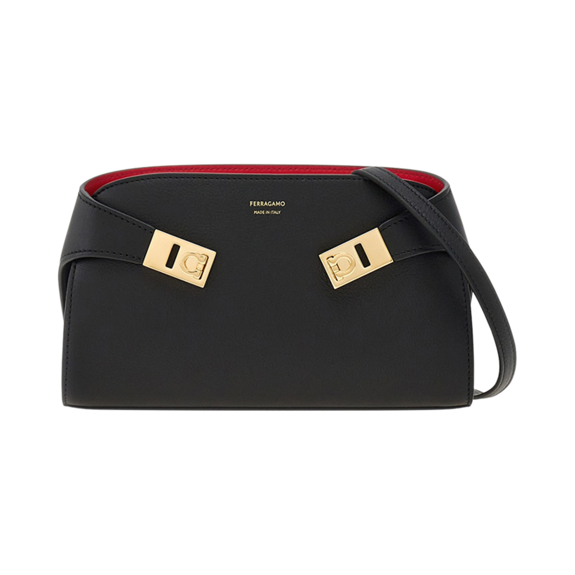 218964-774628 Ferragamo Hug Mini Crossbody Bag Black Flame Red