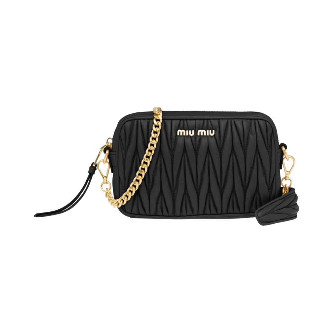 5BH118-N88-F0002-OOM Miu Miu Matelasse Nappa Leather Shoulder Bag Black