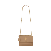 Saint Laurent Smooth Leather Sunset Medium Chain Bag Taupe