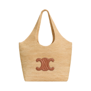 Celine Classic Panier Shopper Cabas in Raffia and Calfskin Natural Tan