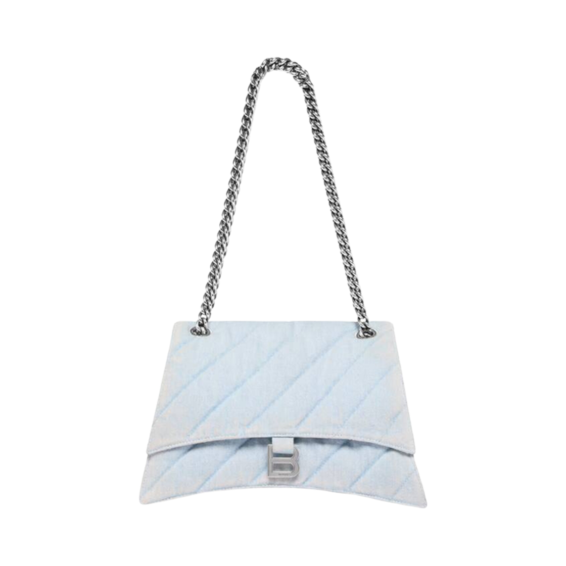 발렌시아가 크러쉬 미디움 체인백 퀼티드 데님 라이트 블루(Balenciaga Crush Medium Chain Bag Quilted Denim Light Blue) - 1