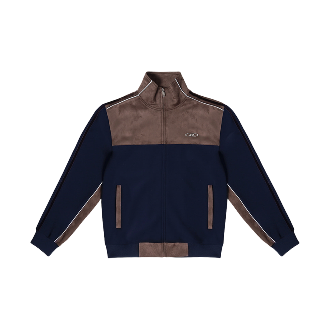 BF3MJK102NV BORN TO WIN Suede Silver Line Jersey Jacket Navy