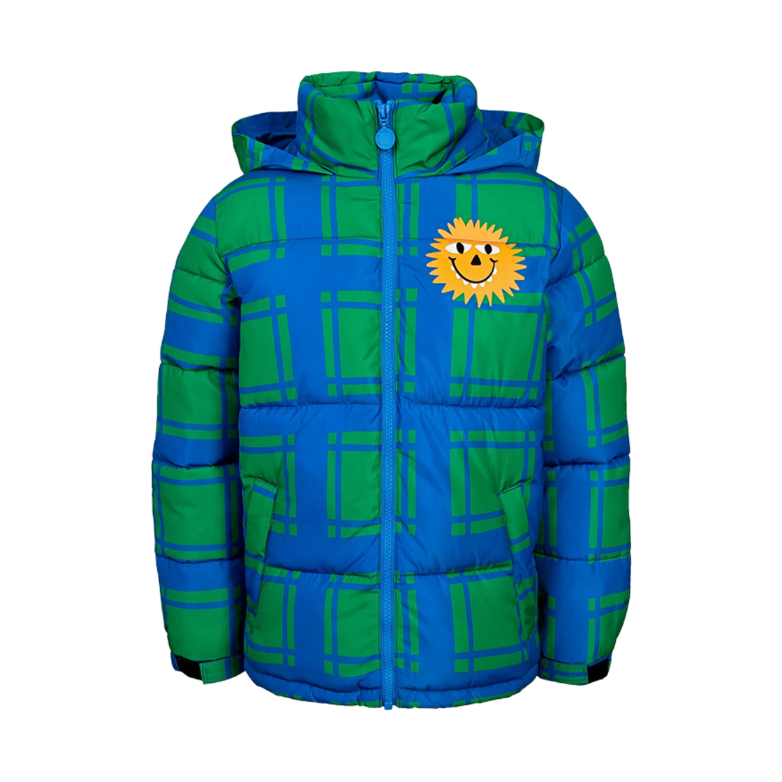 TT2Q17Z1403715BL (Kids) Stella McCartney Sunshine Face Check Puffer Jacket Blue
