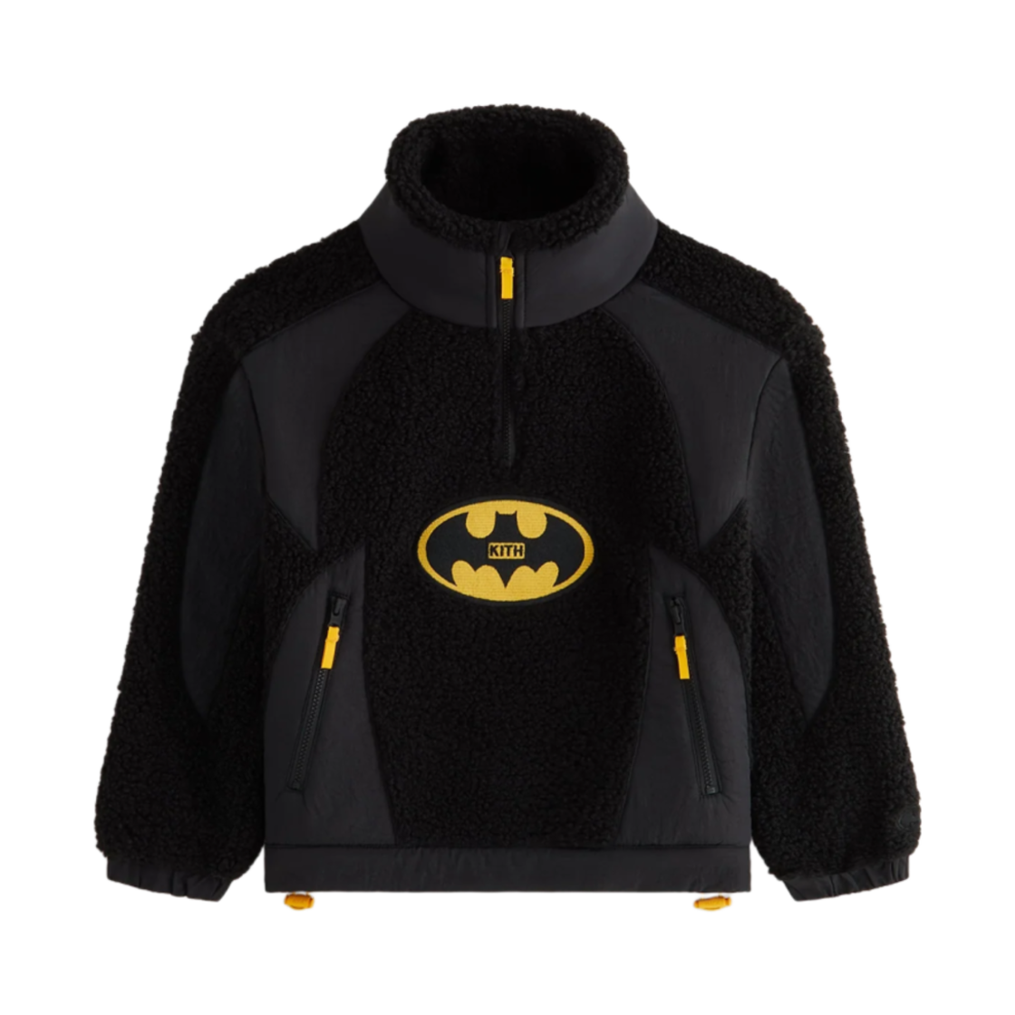 (키즈) 키스 x 배트맨 쿼터 집 셰르파 자켓 블랙((Kids) Kith x Batman Quarter Zip Sherpa Jacket Black)