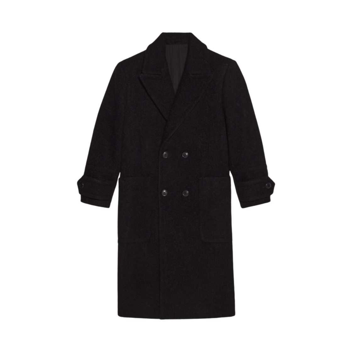 아미 부클레 버진 울 더블 브레스티드 스트럭처드 코트 블랙(AMI Boucled Virgin Wool Double Breasted Structured Coat Black) - 1