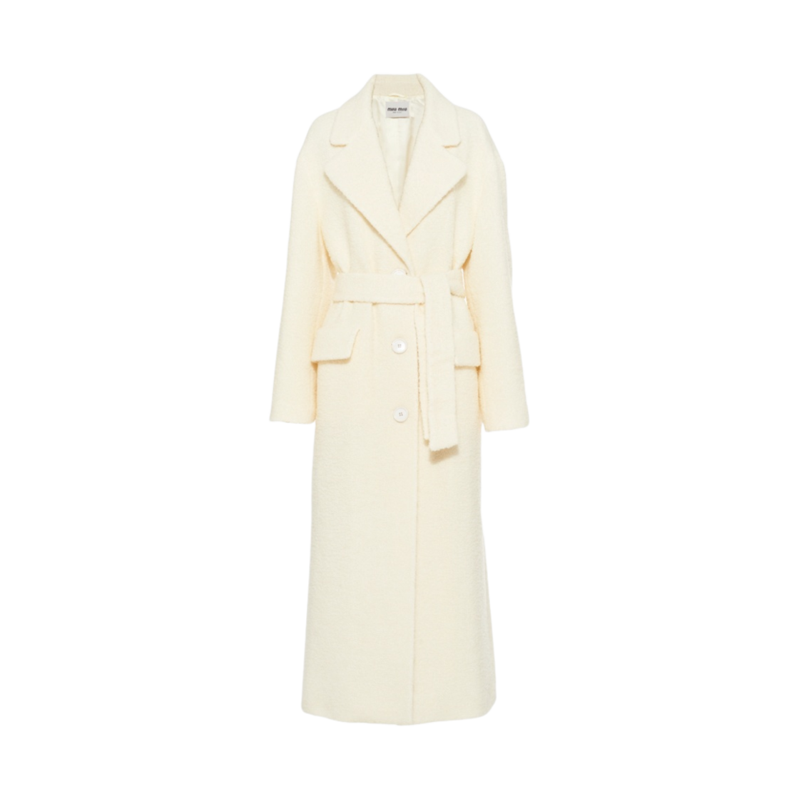 (W) 미우 미우 싱글 브레스티드 부클레 코트 화이트((W) Miu Miu Single Breasted Boucle Coat White) - 1