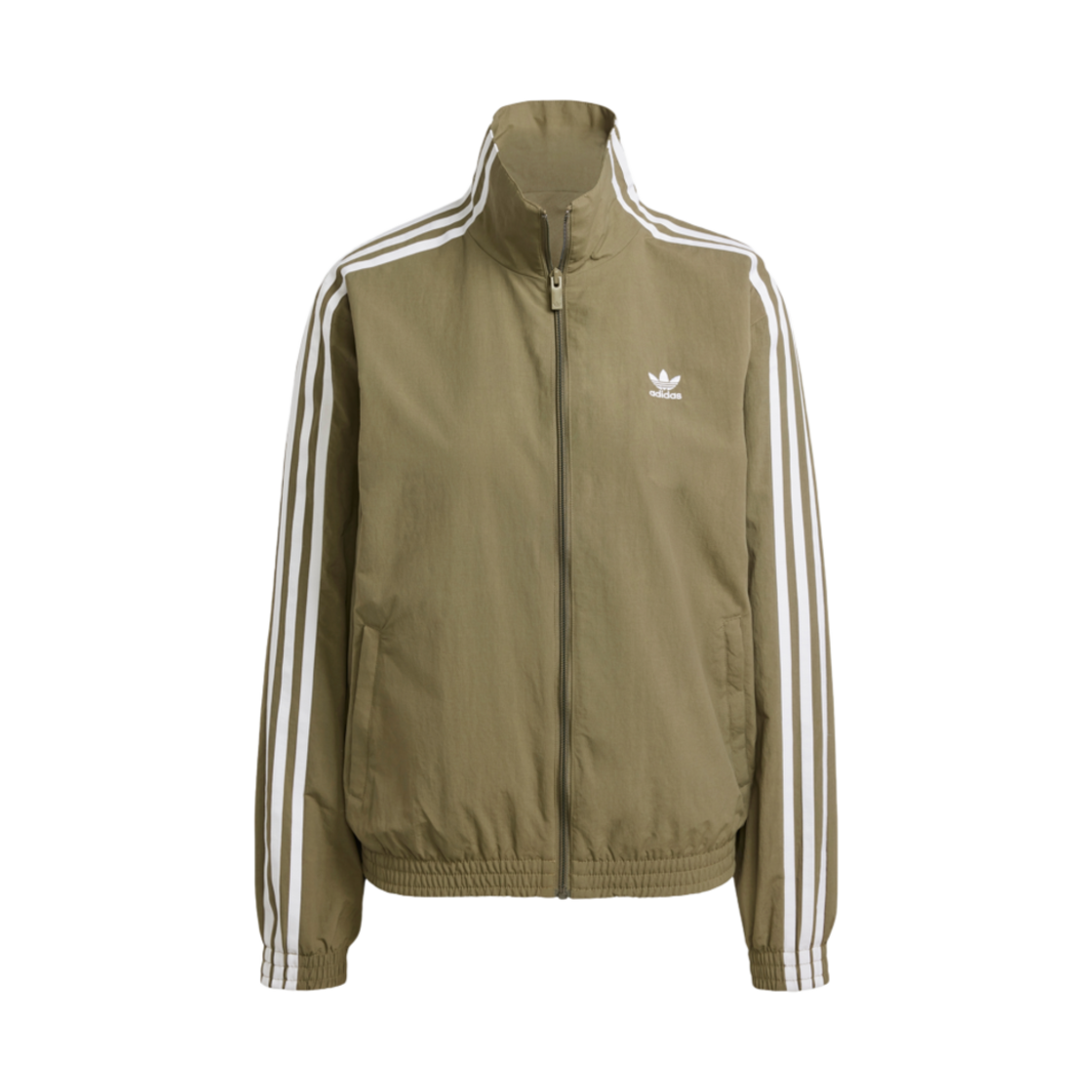 (W) 아디다스 오리지널스 우븐 트랙탑 올리브 스트라타 - KR 사이즈((W) Adidas Originals Woven Track Top Olive Strata - KR Sizing)