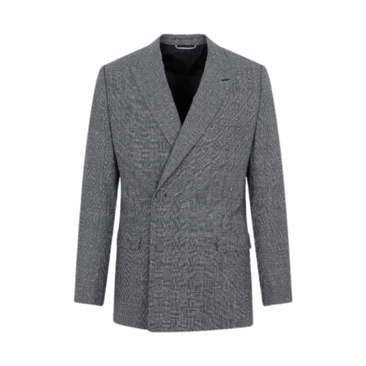 023C241C5633-880 Dior Double Breasted Check Jacket Gray