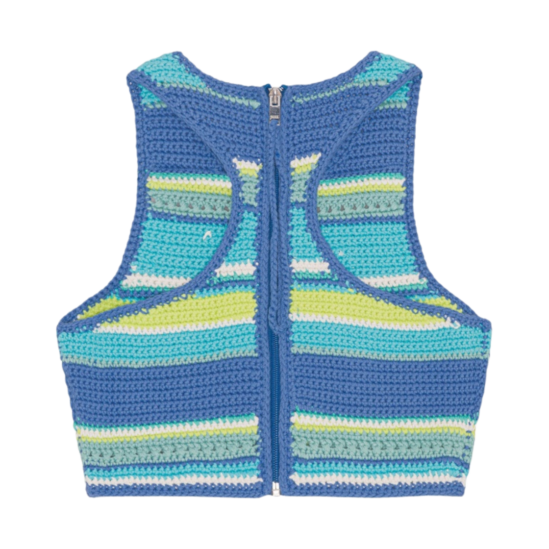 (W) 가니 크로쉐 레이서백 비키니 탑 블루 큐라소((W) Ganni Crochet Racerback Bikini Top Blue Curacao) - 2