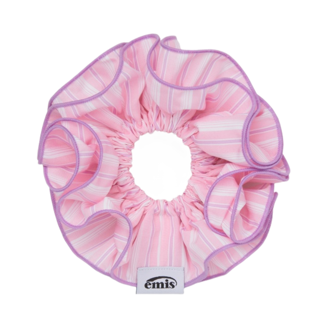 이미스 핀 스트라이프 더블 레이어 스크런치 핑크(Emis Pin Stripe Double Layer Scrunchie Pink) - 1