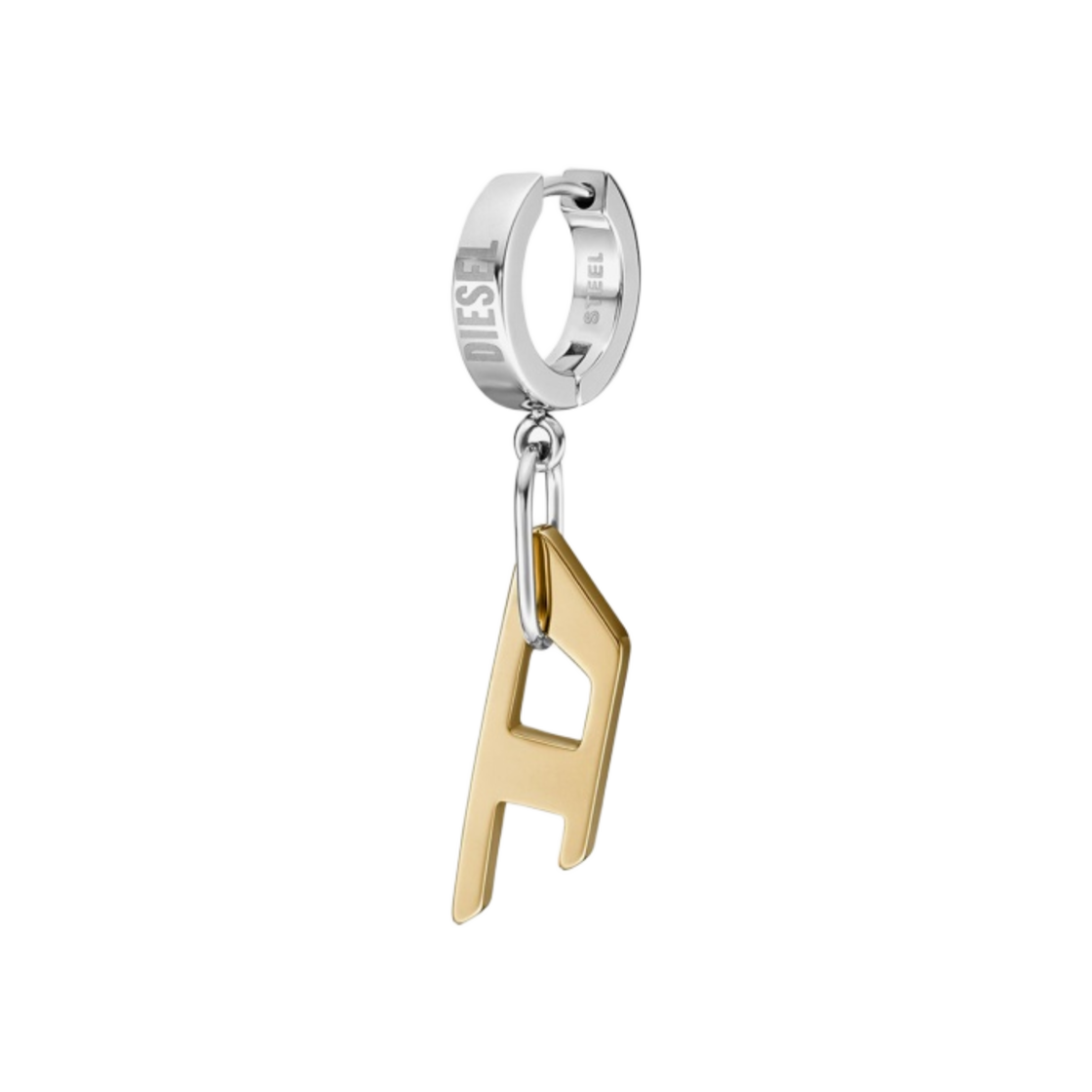 디젤 Dx1419 투톤 스테인리스 스틸 후프 이어링 골드(Diesel Dx1419 Two-Tone Stainless Steel Hoop Earring Gold) - 1