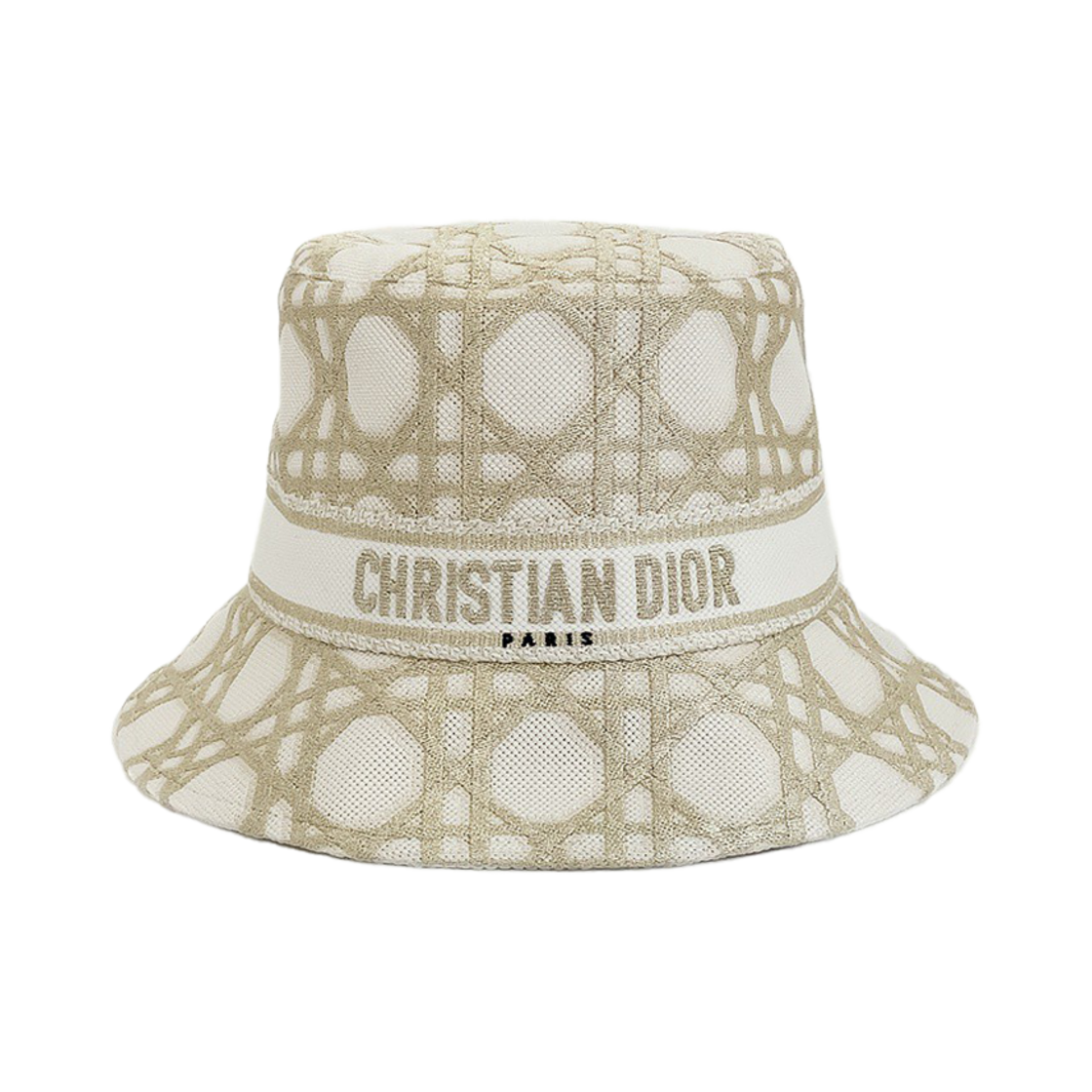 ITEVI8SAFUFW Dior Cannage Cloche Hat 58 Ecru/Gold