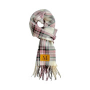 MUCENT Signature Muffler Brown Leather Patch Short Pink Check