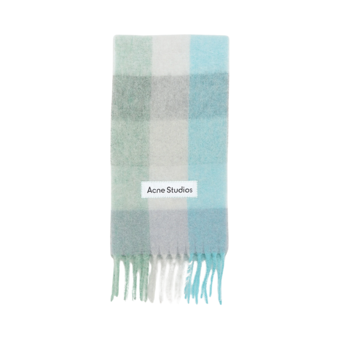CA0084-DQG Acne Studios Mohair Check Scarf Turquoise Grey Mint Green - 대표 이미지 #1
